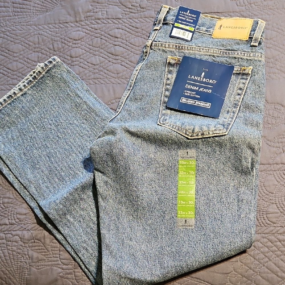 Lansboro Men's Relaxed Fit Blue Jeans